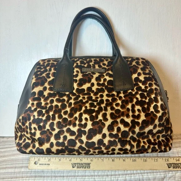 Charles Jourdan Leopard Print Haircalf Satchel Bag – Genuine Leather - Picture 1 of 16